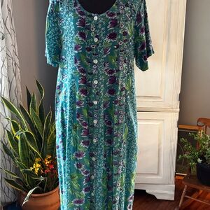 Floral Green and Purple Women's Dress